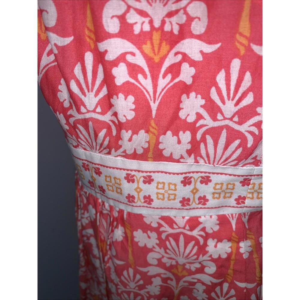 Talbots Coral Pink Voile Sleeveless Flare Maxi Dress Pockets Sundress Cotton 10P - Picture 7 of 15